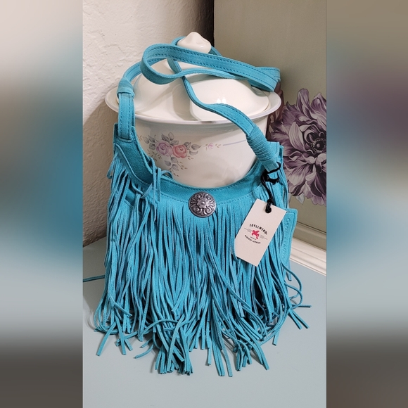 Idyllwind Handbags - Idyllwind Turquoise Fringe Sueded Leather Crossbody Bag